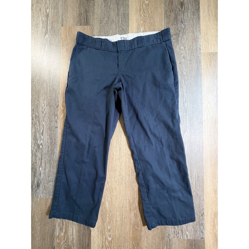 Dickies 774 Original Fit Work Pants Womens 14P Navy Blue Straight Leg Trousers
